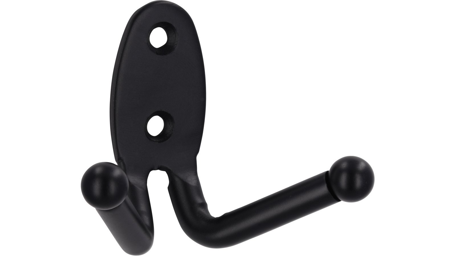 Haken Syke Stahl schwarz matt pulverbeschichtet - 61 mm lang  vor weißem Hintergrund