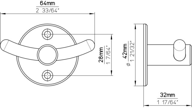 Haken Taucha Edelstahl fein geschliffen - 42 mm lang  vor weißem Hintergrund
