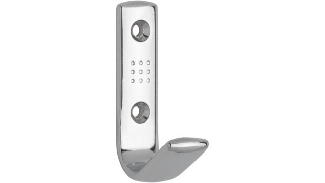 Haken Uetze Druckguss chrom glänzend - 70 mm lang  vor weißem Hintergrund