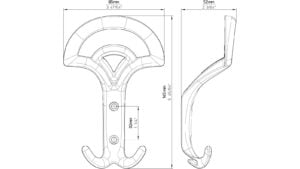 Haken Verden Druckguss matt vernickelt - 145 mm lang  vor weißem Hintergrund