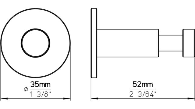 Haken Visbek Edelstahl fein geschliffen - 35 mm lang  vor weißem Hintergrund