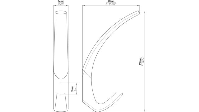 Haken Wesel Kunststoff weiß galvanisiert gold glänzend - 191 mm lang  vor weißem Hintergrund