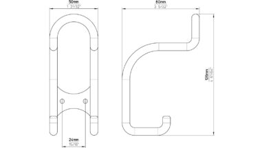 Haken Wülfrath Stahl matt vernickelt - 126 mm lang  vor weißem Hintergrund