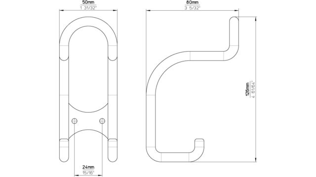 Haken Wülfrath Stahl matt vernickelt - 126 mm lang  vor weißem Hintergrund
