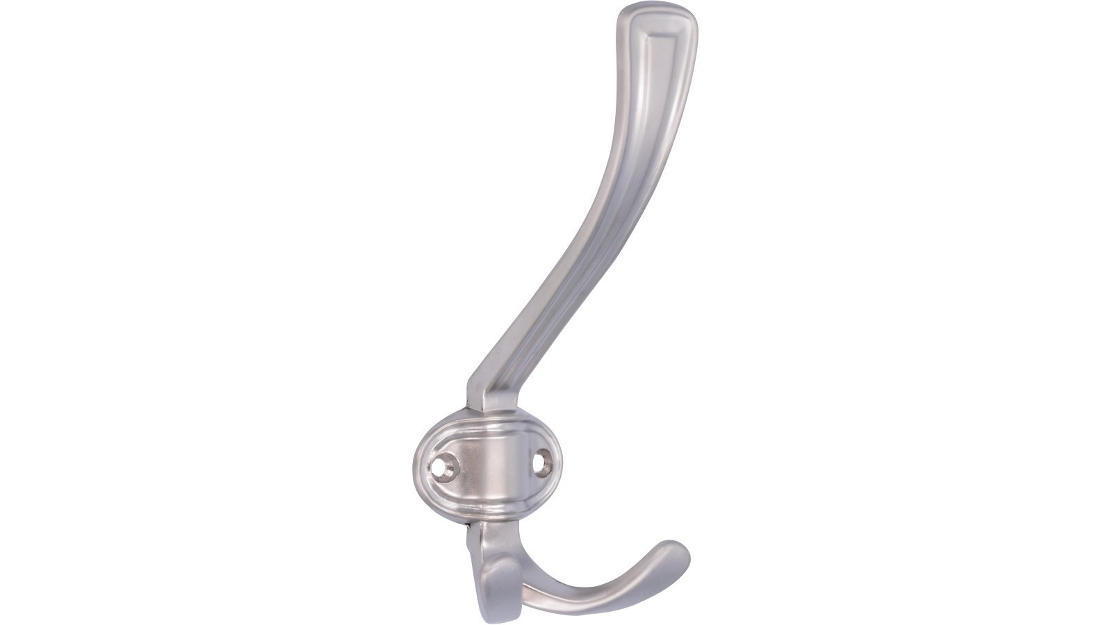 Haken Zeitz Druckguss matt vernickelt - 157 mm lang  vor weißem Hintergrund