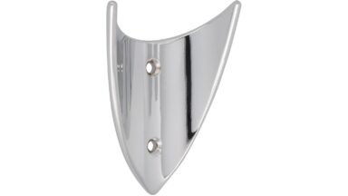 Haken Zittau Druckguss chrom glänzend - 82 mm lang  vor weißem Hintergrund