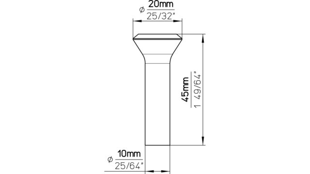 Haken Zwiesel Edelstahl fein geschliffen - 20 mm lang  vor weißem Hintergrund