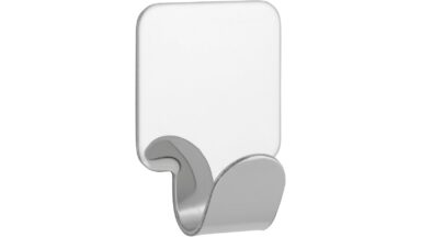 Haken sk Hainburg Stahl chrom glänzend - 41 mm lang vor weißem Hintergrund