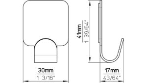 Haken sk Hainburg Stahl chrom glänzend - 41 mm lang  vor weißem Hintergrund