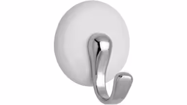 Haken sk Lauffen Keramik - Druckguss weiß chrom glänzend - 44 mm lang  vor weißem Hintergrund
