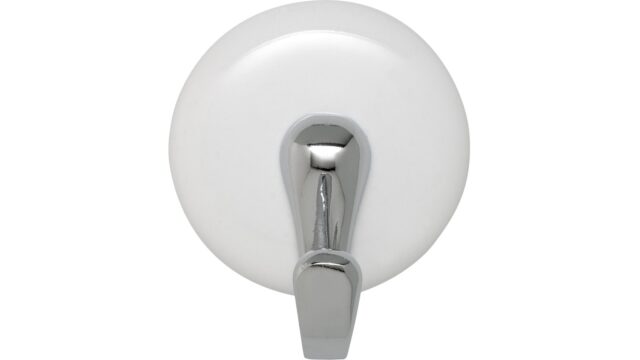 Haken sk Lauffen Keramik - Druckguss weiß chrom glänzend - 44 mm lang  vor weißem Hintergrund