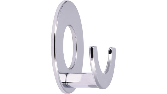Haken sk Torgelow Druckguss chrom glänzend - 60 mm lang  vor weißem Hintergrund