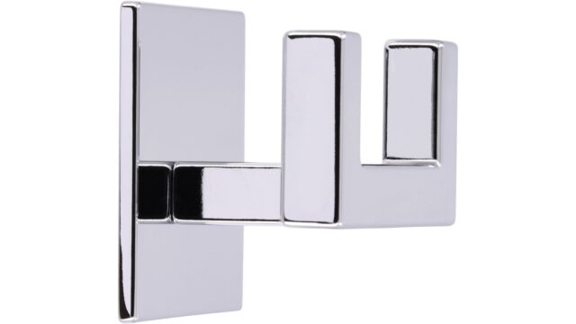 Haken sk Wolmirstedt Druckguss chrom glänzend - 50 mm lang  vor weißem Hintergrund