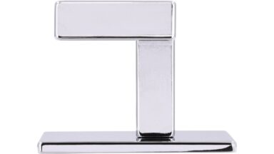 Haken sk Wolmirstedt Druckguss chrom glänzend - 50 mm lang  vor weißem Hintergrund