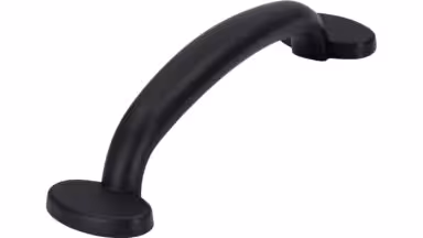 Griff Altena Druckguss schwarz matt pulverbeschichtet - 129 mm lang vor weißem Hintergrund