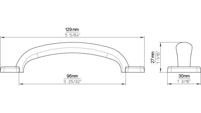 Griff Altena Druckguss altsilberfarbig - 130 mm lang  vor weißem Hintergrund