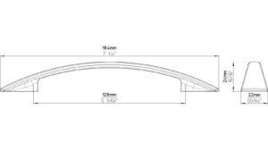 Griff Anklam Druckguss chrom glänzend - 184 mm lang  vor weißem Hintergrund