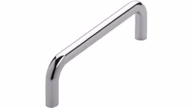 Griff Aurich Druckguss chrom glänzend - 104 mm lang vor weißem Hintergrund