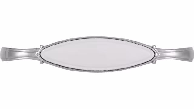 Griff Bad-Aibling Druckguss - Kunststoff chrom glänzend weiß - 106 mm lang  vor weißem Hintergrund