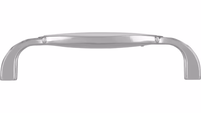 Griff Bad-Aibling Druckguss - Kunststoff chrom glänzend weiß - 106 mm lang  vor weißem Hintergrund