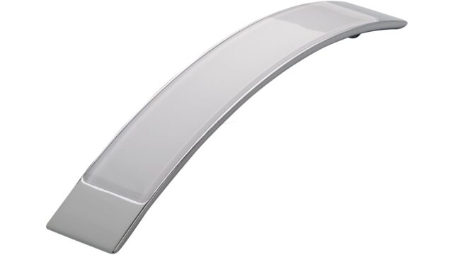 Griff Bad-Bentheim Druckguss - Kunststoff chrom glänzend glaseffekt weiß - 200 mm lang vor weißem Hintergrund
