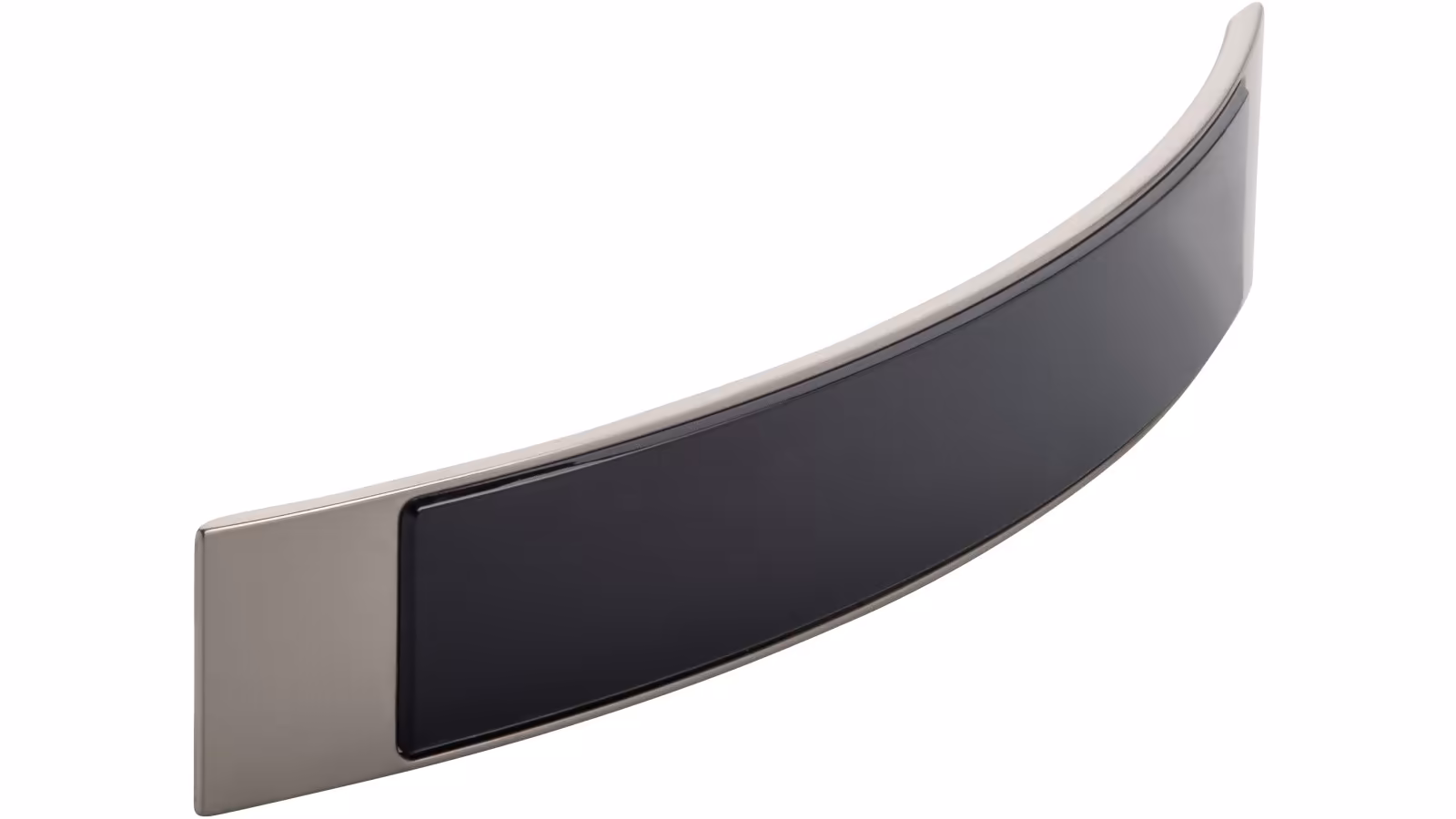 Moebelgriff-Bad-Bentheim-nickel-schwarz-transparent-Glas-Kunststoff-Zinkdruckguss-laenge-200-744478-seitlich Griff Bad-Bentheim Druckguss - Kunststoff vernickelt feingeschliffen glaseffekt schwarz - 200 mm lang vor weißem Hintergrund