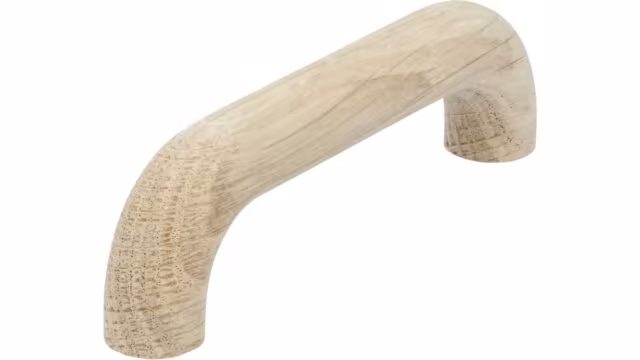 Griff Bad-Lauterberg Holz eiche roh - 112 mm lang  vor weißem Hintergrund
