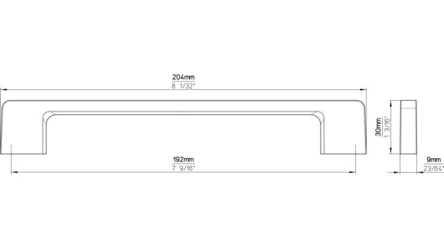 Griff Bad-Reichenhall Druckguss chrom glänzend - 204 mm lang  vor weißem Hintergrund