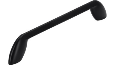 Griff Birkenau Druckguss schwarz matt pulverbeschichtet - 192 mm lang vor weißem Hintergrund