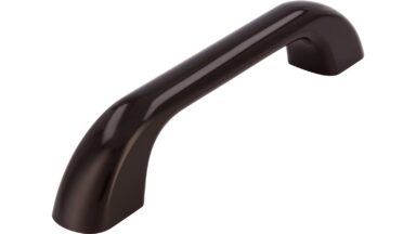 Griff Bissendorf Kunststoff schwarz-braun - 128 mm lang vor weißem Hintergrund