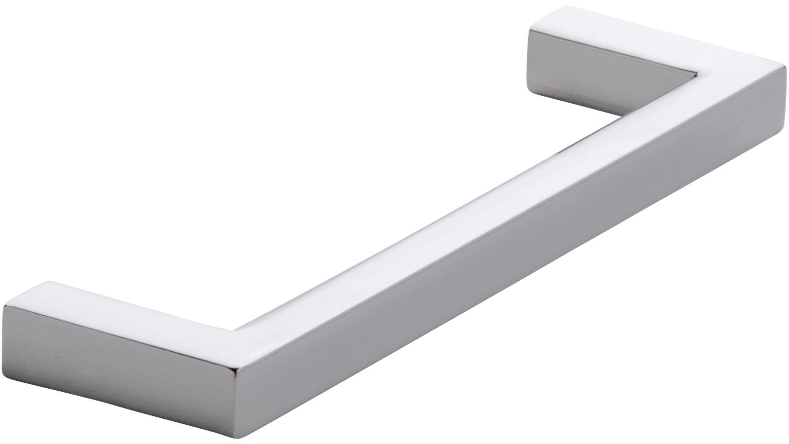 Griff Bruckmühl Druckguss chrom glänzend - 104 mm lang  vor weißem Hintergrund