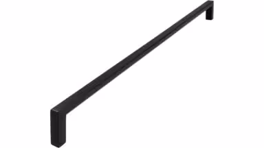Griff Bruckmühl Druckguss schwarz matt pulverbeschichtet - 328 mm lang vor weißem Hintergrund