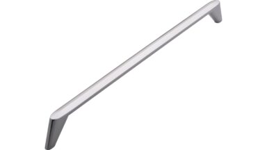 Griff Burgau Druckguss chrom glänzend - 335 mm lang vor weißem Hintergrund