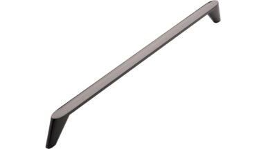 Griff Burgau Druckguss Schwarz chrom - 335 mm lang vor weißem Hintergrund