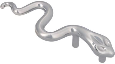 Griff Burgdorf Druckguss chrom glänzend - 125 mm lang vor weißem Hintergrund