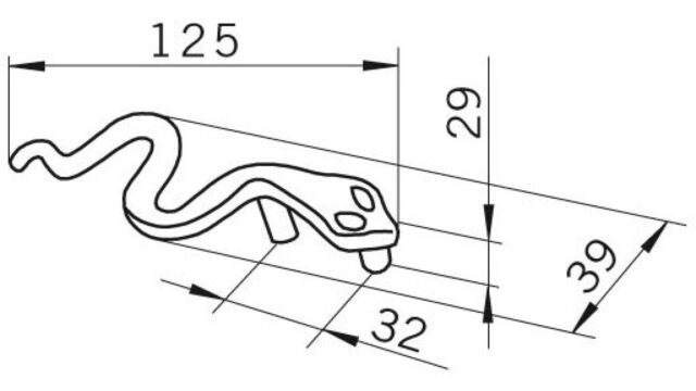 Griff Burgdorf Druckguss chrom glänzend - 125 mm lang  vor weißem Hintergrund