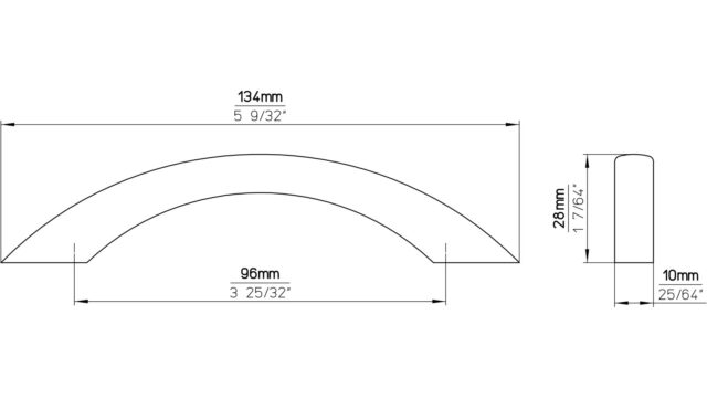 Griff Castrop-Rauxel Kunststoff metallisiert weißaluminium - 134 mm lang  vor weißem Hintergrund