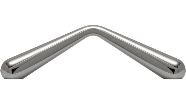 Griff Dreieich Druckguss chrom glänzend - 71 mm lang  vor weißem Hintergrund