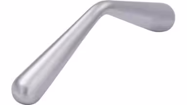 Griff Dreieich Druckguss chrom matt - 71 mm lang vor weißem Hintergrund