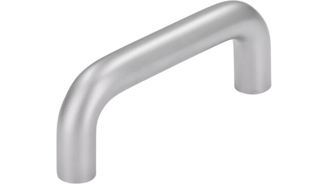 Griff Eckental Stahl chrom matt - 74 mm lang  vor weißem Hintergrund