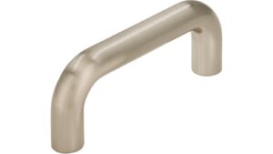 Griff Eckental Stahl vernickelt feingeschliffen - 74 mm lang  vor weißem Hintergrund