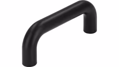 Griff Eckental Stahl schwarz matt pulverbeschichtet - 74 mm lang  vor weißem Hintergrund