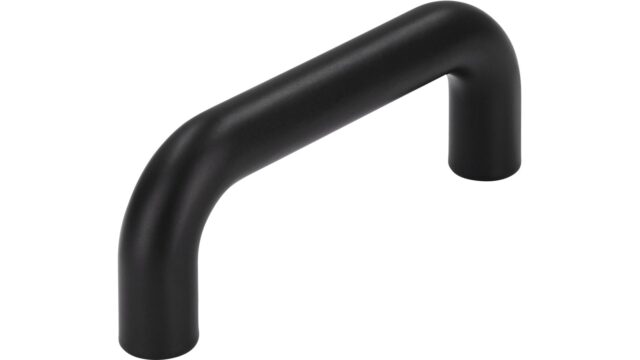 Griff Eckental Stahl schwarz matt pulverbeschichtet - 74 mm lang  vor weißem Hintergrund