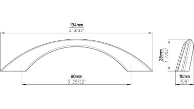 Griff Flensburg Kunststoff weiß - 134 mm lang  vor weißem Hintergrund
