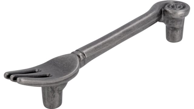 Griff Gabel Druckguss zinnfarbig - 128 mm lang  vor weißem Hintergrund