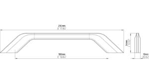 Griff Genthin Druckguss chrom glänzend - 210 mm lang  vor weißem Hintergrund