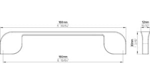 Griff Herrsching Druckguss chrom glänzend - 168 mm lang  vor weißem Hintergrund