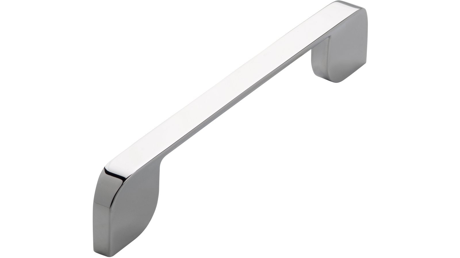 Griff Herrsching Druckguss chrom glänzend - 168 mm lang  vor weißem Hintergrund
