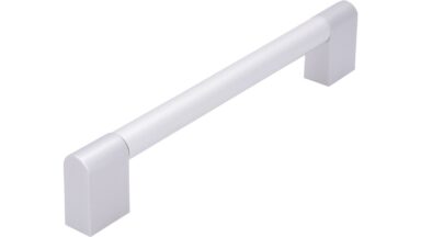 Griff Herxheim Aluminium - Kunststoff silber natur matt alufarbig - 194 mm lang vor weißem Hintergrund