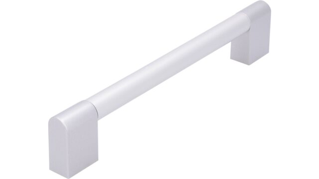 Griff Herxheim Aluminium - Kunststoff silber natur matt alufarbig - 194 mm lang  vor weißem Hintergrund